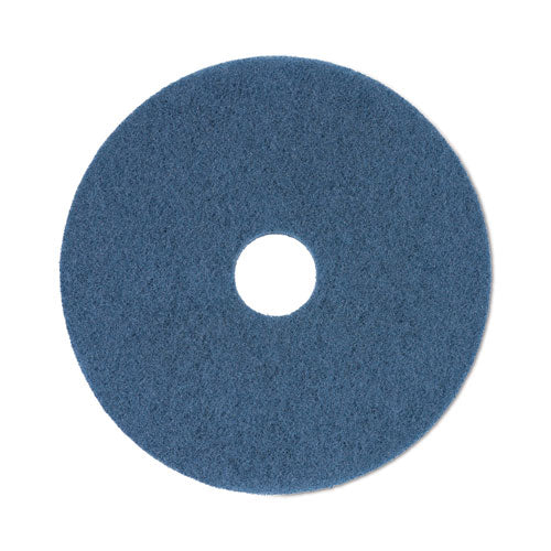 Scrubbing Floor Pads, 20" Diameter, Blue, 5/Carton