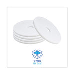 Polishing Floor Pads, 17" Diameter, White, 5/Carton