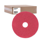 Buffing Floor Pads, 16" Diameter, Red, 5/Carton