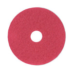 Buffing Floor Pads, 16" Diameter, Red, 5/Carton