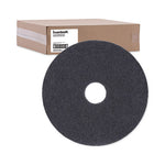 Stripping Floor Pads, 16" Diameter, Black, 5/Carton