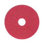 Buffing Floor Pads, 14" Diameter, Red, 5/Carton