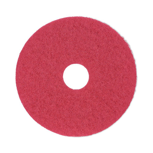 Buffing Floor Pads, 14" Diameter, Red, 5/Carton