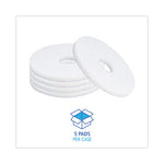 Polishing Floor Pads, 13" Diameter, White, 5/Carton