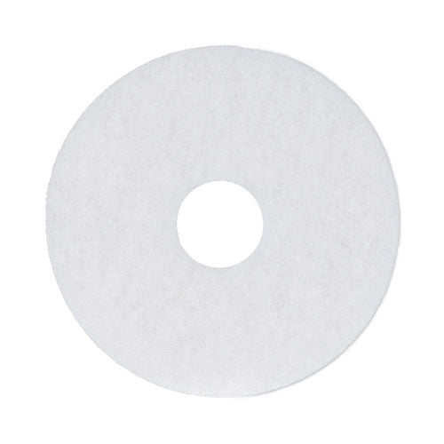 Polishing Floor Pads, 13" Diameter, White, 5/Carton