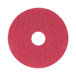 Buffing Floor Pads, 13" Diameter, Red, 5/Carton