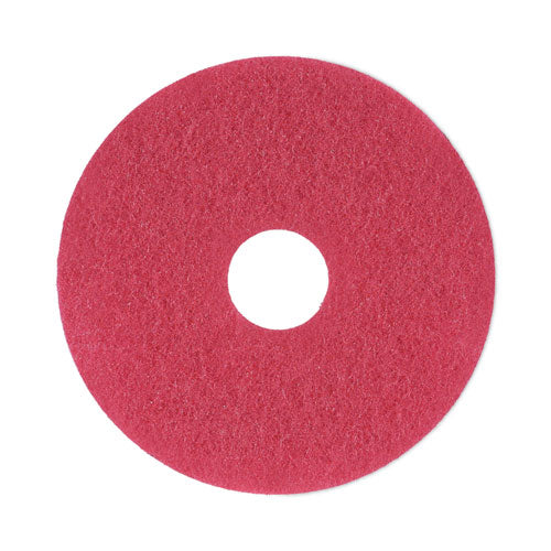 Buffing Floor Pads, 13" Diameter, Red, 5/Carton