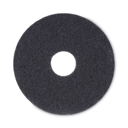 Stripping Floor Pads, 13" Diameter, Black, 5/Carton