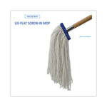 Cut-End Lie-Flat Mop Head, Rayon, 16oz, White, 12/Carton