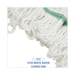 Loop End Rayon Mop Head, Rayon, Medium, 14 oz, White, Dozen