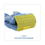 Super Loop Wet Mop Head, Cotton/Synthetic Fiber, 5" Headband, Small Size, Blue, 12/Carton