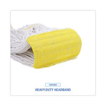 Super Loop Wet Mop Head, Cotton/Synthetic Fiber, 5" Headband, Small Size, White, 12/Carton