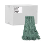 Mop Head, Premium Standard Head, Cotton/Rayon Fiber, Medium, Green, 12/Carton