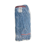 Super Loop Wet Mop Head, Cotton/Synthetic Fiber, 1" Headband, Large Size, Blue, 12/Carton