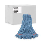 Super Loop Wet Mop Head, Cotton/Synthetic Fiber, 1" Headband, Large Size, Blue, 12/Carton