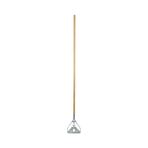 Screw Clamp Metal Head Wooden Mop Handle, #20+, 1.13" dia x 62", Natural