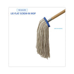 Cut-End Lie-Flat Wet Mop Head, Cotton, 16oz, White, 12/Carton