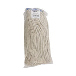 Cut-End Lie-Flat Wet Mop Head, Cotton, 16oz, White, 12/Carton