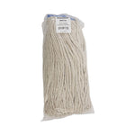 Cut-End Lie-Flat Wet Mop Head, Cotton, 16oz, White