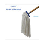 Cut-End Lie-Flat Wet Mop Head, Rayon, 16oz, White, 12/Carton