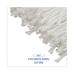 Mop Head, Economical Lie-Flat Head, Rayon Fiber, 20oz, White, 12/Carton