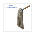 Cut-End Lie-Flat Wet Mop Head, Cotton, 24oz, White, 12/Carton