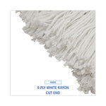 Cut-End Lie-Flat Wet Mop Head, Rayon, 24oz, White, 12/Carton