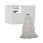 Mop Head, Lie-Flat Head, Rayon Fiber, 24oz, White, 12/Carton