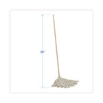 Cotton Deck Mop, #24 White Cotton Head, 50" Wood Handle, 6/Carton