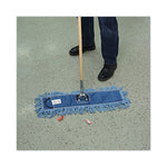 Dry Mopping Kit, 24 x 5 Blue Synthetic Head, 60" Natural Wood/Metal Handle