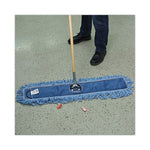 Dry Mopping Kit, 36 x 5 Blue Blended Synthetic Head, 60" Natural Wood/Metal Handle