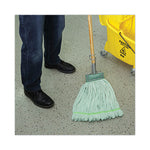 Microfiber Looped-End Wet Mop Head, Large, Green, 12/Carton