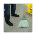 Microfiber Looped-End Wet Mop Heads, Medium, Green, 12/Carton