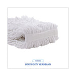 Banded Rayon Cut-End Mop Heads, #24, White, 1.25" Headband, 12/Carton