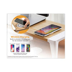 Wooden Monitor Stand with Wireless Charging Pad, 9.8" x 26.77" x 4.13", White