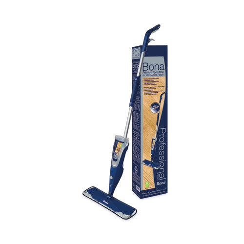 Hardwood Floor Mop, 15" Wide Microfiber Head, 52" Blue Plastic/Steel Handle