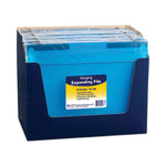 Expanding File with Hang Tabs, Pre-Printed Index-Tab Inserts, 12 Sections, 1" Capacity, Letter Size, 1/6-Cut Tabs, Blue