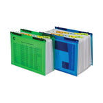 Expanding File with Hang Tabs, Pre-Printed Index-Tab Inserts, 12 Sections, 1" Capacity, Letter Size, 1/6-Cut Tabs, Blue