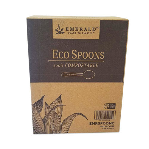 Plant to Plastic Compostable Cutlery, Spoon, White, 1,000/Carton