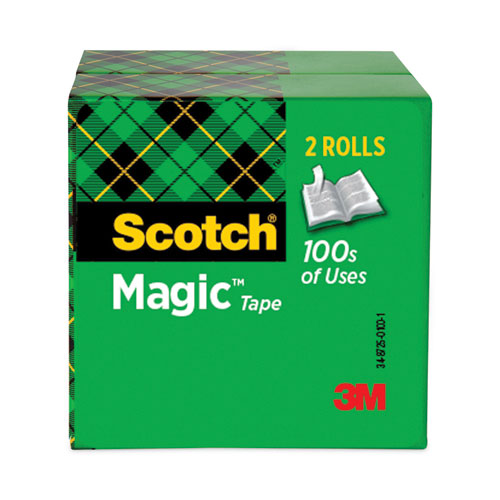 Magic Tape Refill, 3" Core, 0.5" x 72 yds, Clear, 2/Pack