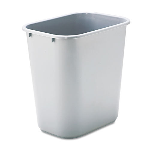 Deskside Plastic Wastebasket, 7 gal, Plastic, Gray