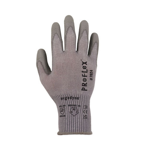 ProFlex 7024 ANSI A2 PU Coated CR Gloves, Gray, Medium, Pair, Ships in 1-3 Business Days