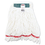 Web Foot Shrinkless Looped-End Wet Mop Head, Cotton/Synthetic, Medium, White, 6/Carton