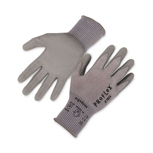 ProFlex 7024 ANSI A2 PU Coated CR Gloves, Gray, Small, Pair, Ships in 1-3 Business Days