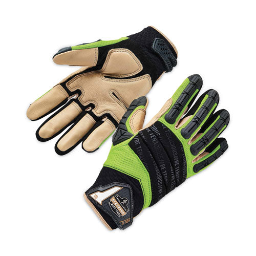 ProFlex 924LTR Leather-Reinforced Hybrid Dorsal Impact-Reducing Glove, Black/Lime, 2X-Large, Pair, Ships in 1-3 Business Days