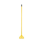 Looped End Mop Kit, Medium Blue Cotton/Rayon/Synthetic Head, 60" Yellow Metal/Polypropylene Handle