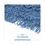 Dust Mop Head, Cotton/Synthetic Blend, 48" x 5", Blue