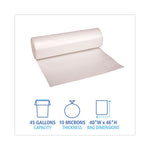 High-Density Can Liners, 45 gal, 10 mic, 40" x 46", Natural, 25 Bags/Roll, 10 Rolls/Carton