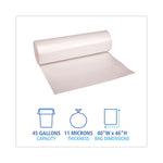 High-Density Can Liners, 45 gal, 11 mic, 40" x 46", Natural, 25 Bags/Roll, 10 Rolls/Carton