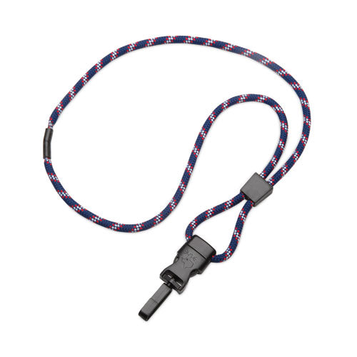 8455016988428 SKILCRAFT Breakaway Lanyard, Plastic Side Release Buckle Fastener, 36" Long, Blue/Red/White, Dozen